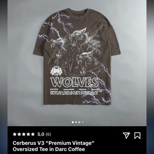 DARK SPORT premium vintage oversize tee in dark coffee